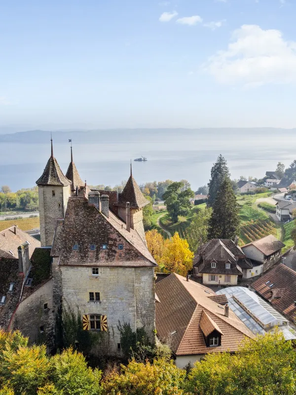 Vue panoramique du château et du lac de Neuchâtel